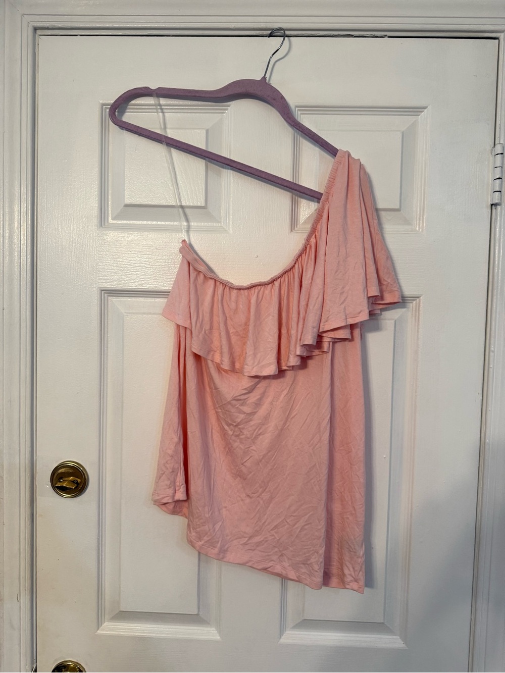 Lane Bryant Blush Pink One-Shoulder Ruffle Top
